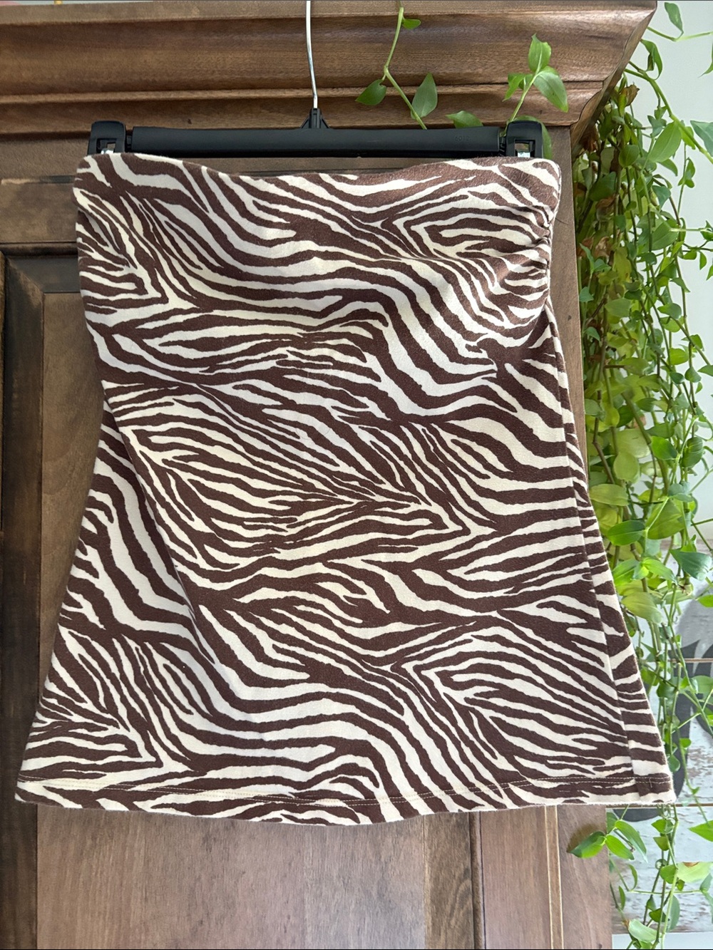 Sexy basic tube top- Brown Zebra-Print Strapless One-Piece